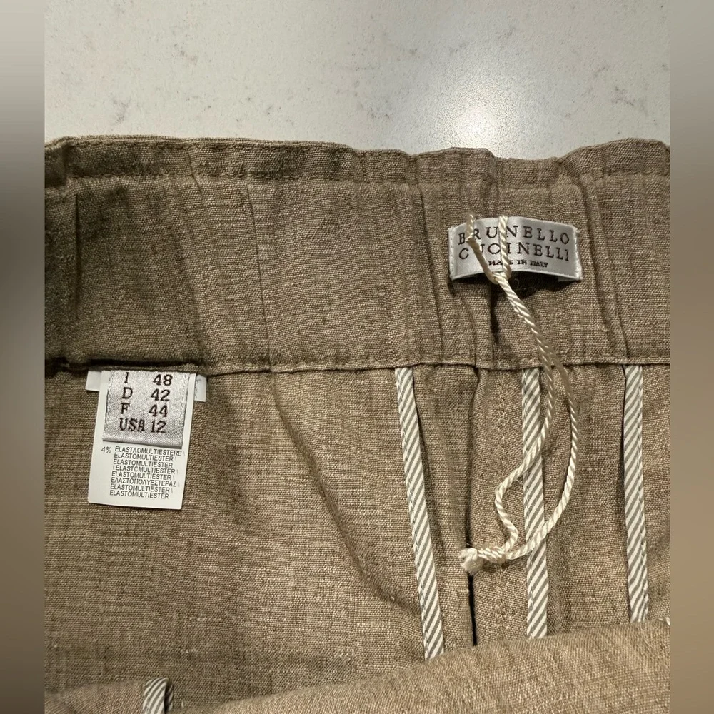 Brunello Cucinelli  Neutral Beige Linen Pants - Picture 12 of 12